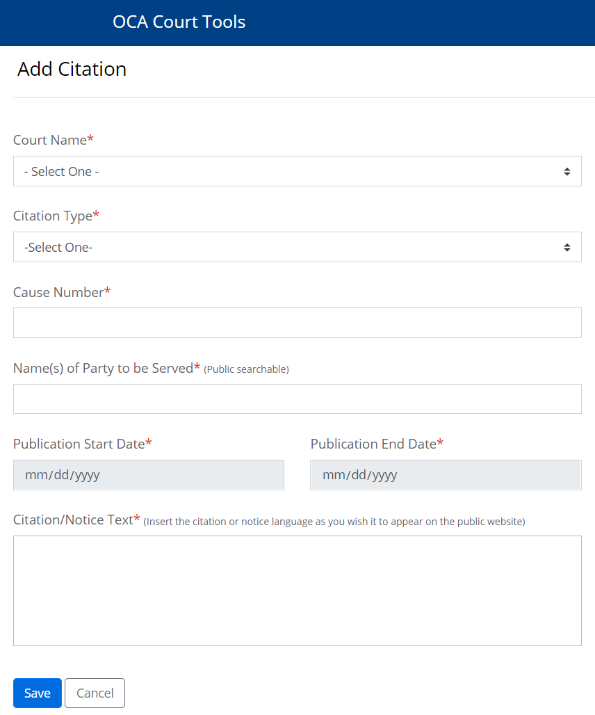 CBP Clerk 16 Add Citation page