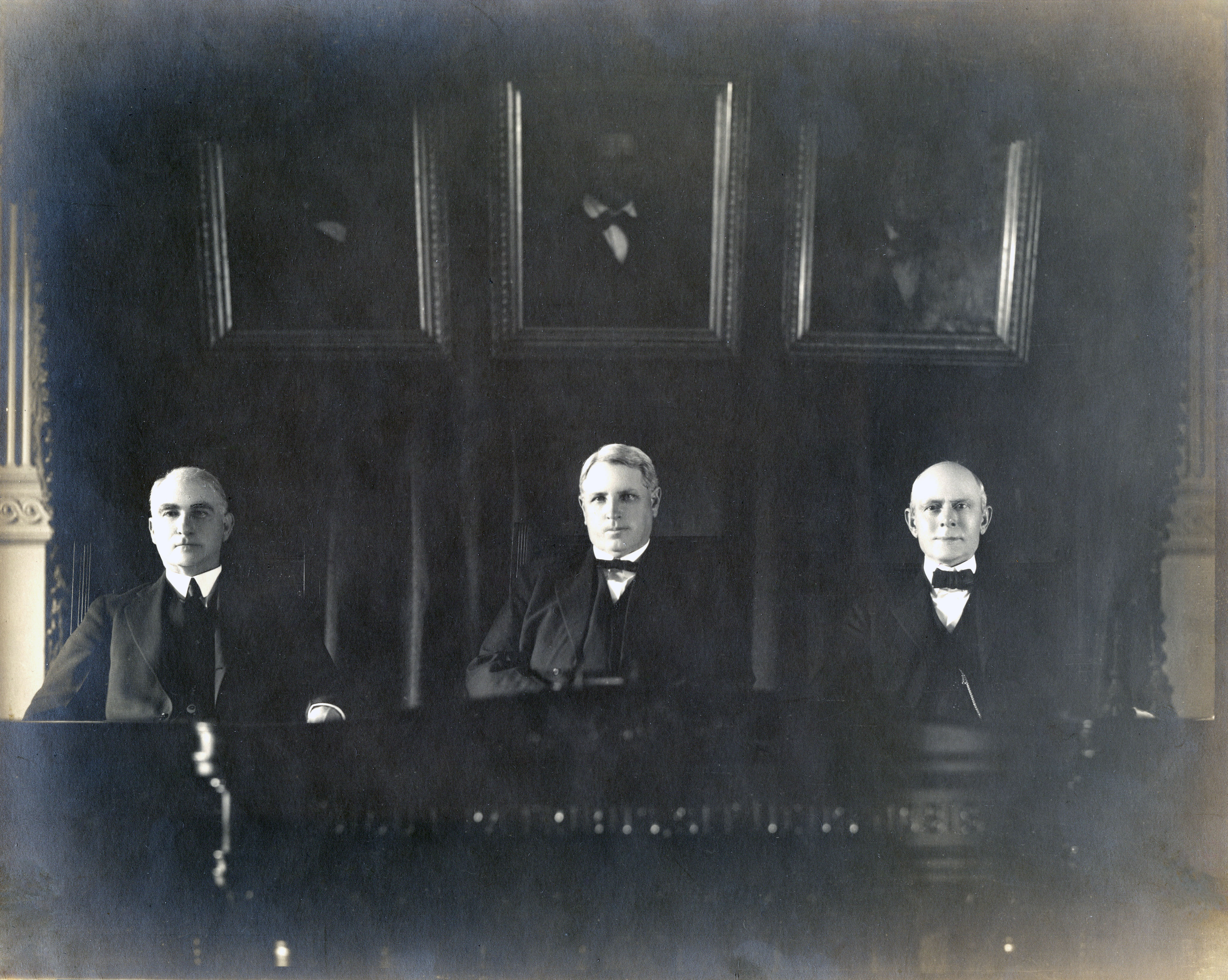 Left to right: Justice Thomas Greenwood, Chief Justice C. M. Cureton, Justice William Pierson, c. 1923-1934. Photo: Texas Supreme Court Archives.